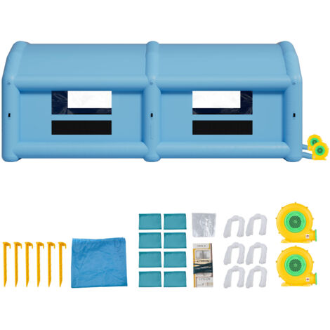 Mophorn Cabine de peinture gonflable 10x6x4 m, tente de pulvérisation pour voiture avec ventilateurs de 950 W et 1100 W, équipée d'un système de filtration d'air et d'un toit arrondi