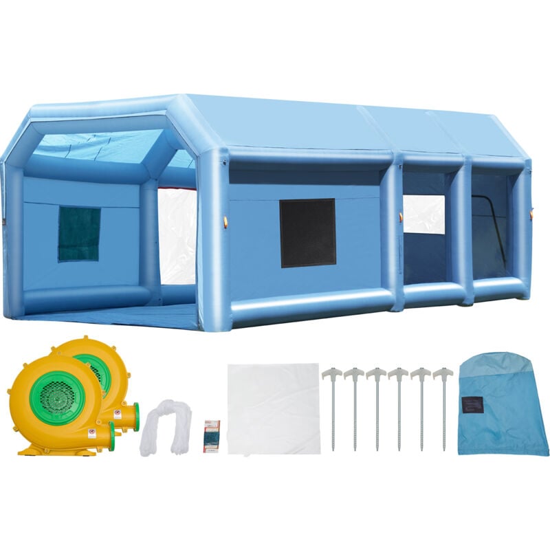 Mophorn - Cabine de peinture gonflable, 32,8 x 21 x 14,8 pieds. Équipée de souffleurs puissants de 1100 w + 750 w et d'un système de filtre à air.