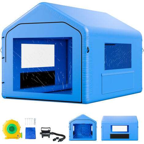 Mophorn Cabine de peinture gonflable 4x3x2,8 m, tente de pulvérisation pour voiture avec ventilateur 550 W et système de filtration d'air, espace de travail pour application de peinture dans garage