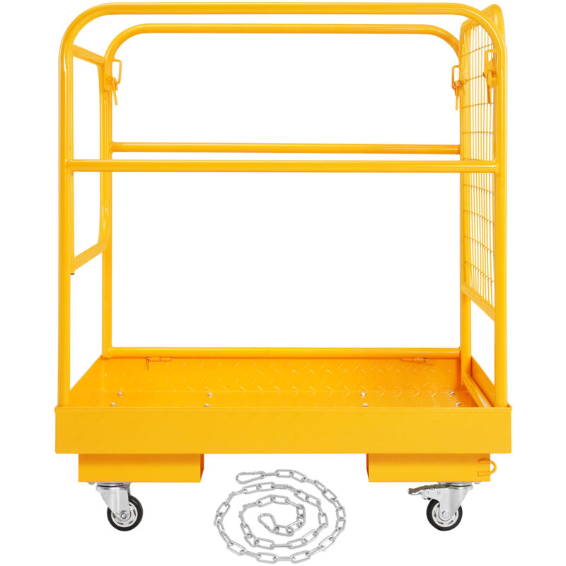 Cage de sécurité pour chariot élévateur Capacité de charge de 1 200 lb Plateforme de travail pliable de 36 x 36 pouces avec roues pivotantes