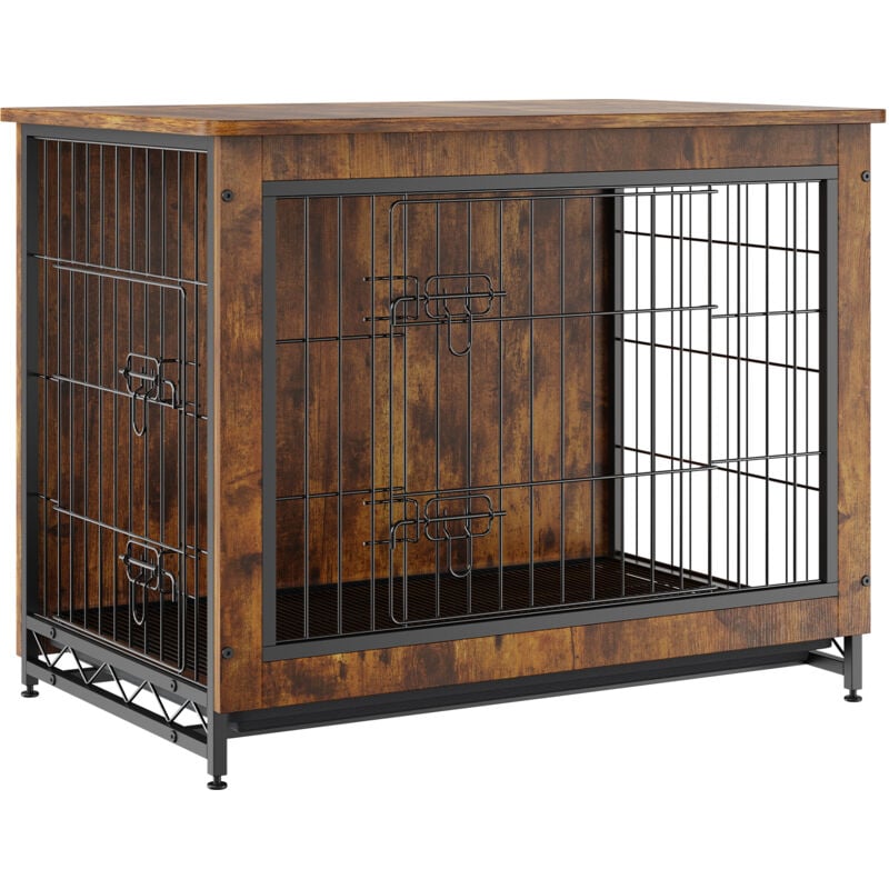 Mophorn Cage pour Chien 82,6x55,6x64 cm Meuble Cage Chien en Bois Moderne Table deAppoint Interieur Multi-usages avec Double Porte et Plateau