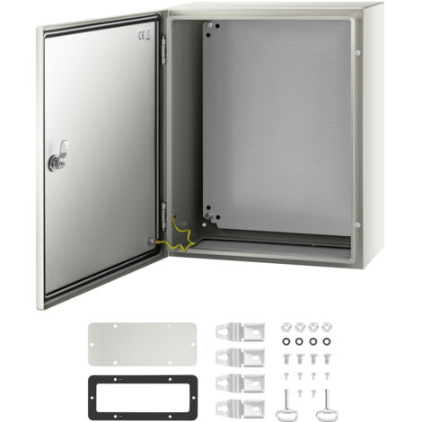 Mophorn Caja de acero NEMA, 20 x 16 x 8", resistente al agua IP66, a prueba de polvo, para interior y exterior, con clasificación NEMA 4X, material de acero, color gris, con placa de montaje