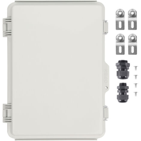 Mophorn Caja de conexiones electricas cubierta con bisagras para caja electrica de plástico ABS 430x330x180 mm pestillo de acero inoxidable impermeable IP67 a prueba de polvo para proyectos electricos