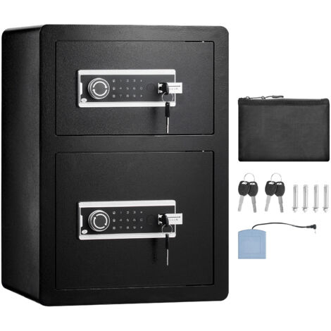 Mophorn Caja de seguridad de 3,5 pies cúbicos con puertas dobles, cerradura con llave y contraseña,caja de seguridad con bolsa ignífuga,estante para llaves, luz LED y 2 divisores ajustables y extraíbl