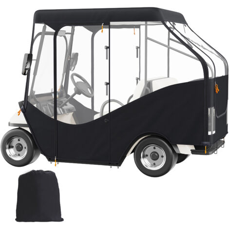 Mophorn Caja para carrito de golf, caja de conducción de poliester 420D con ventanas transparentes de 4 lados, 4 cubiertas para autos de club de pasajeros se adapta a la mayoría de los carros de marca