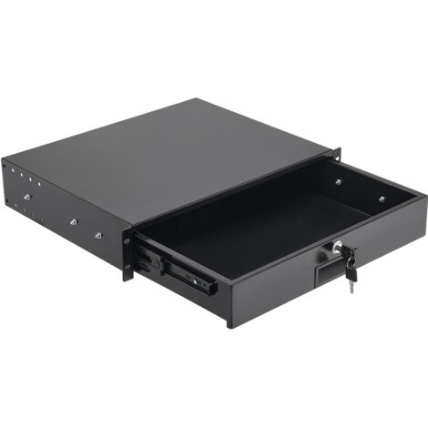 Mophorn Cajón de Montaje en Rack de 2U, Capacidad de Carga de 22,68kg, Cajón Deslizante con Cerradura y Orificios para Organización de Cables, con Gabinetes AV para Equipos de Red de 48,26cm