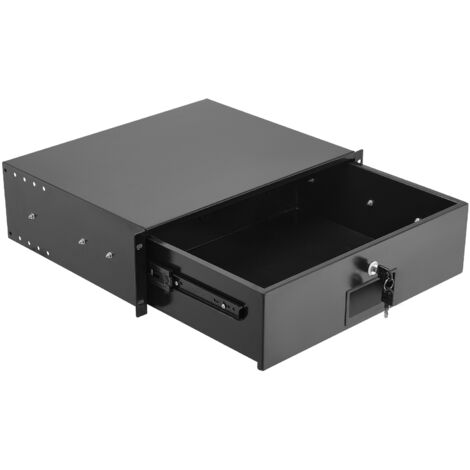 Mophorn Cajón para Montaje en Rack de 3U, Capacidad de Carga de 22,68 kg, Cajón Deslizante con Cerradura y Orificios para Organización de Cables, Compatible con Servidores de Equipos de 48,26 cm