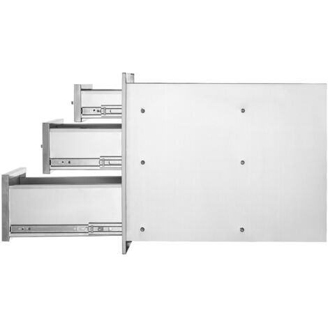Mophorn Cajones para cocina al aire libre, 14" de ancho x 20,3" de alto x 23" de profundidad, acceso triple, montaje empotrado, construcción de acero inoxidable, manija incluida