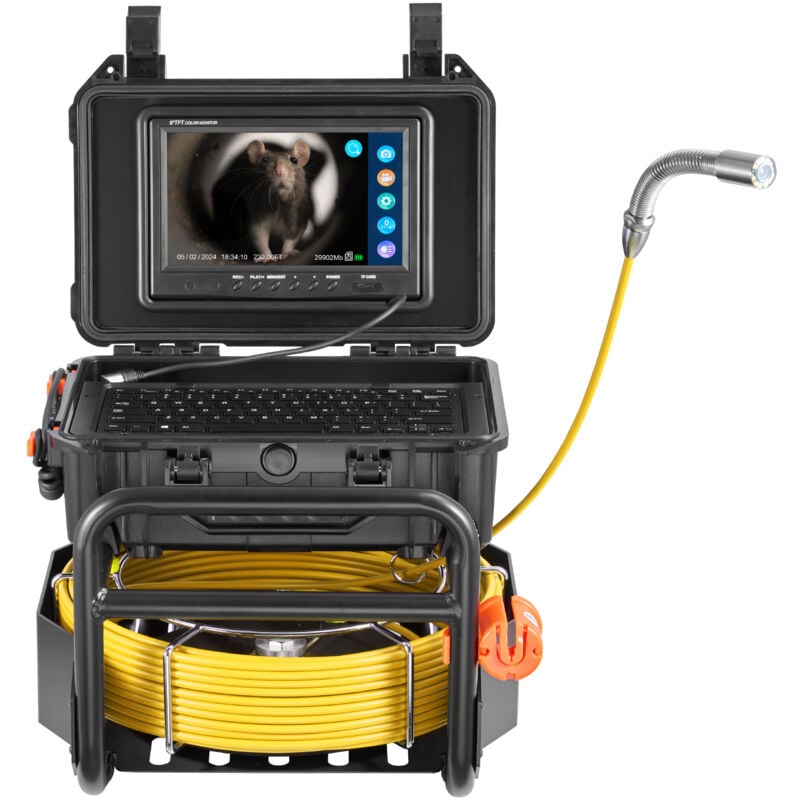 Caméra d'égout, 230 pi/70 m de longueur, caméra de drainage à nivellement automatique avec émetteur 512 Hz, compteur de distance - Mophorn