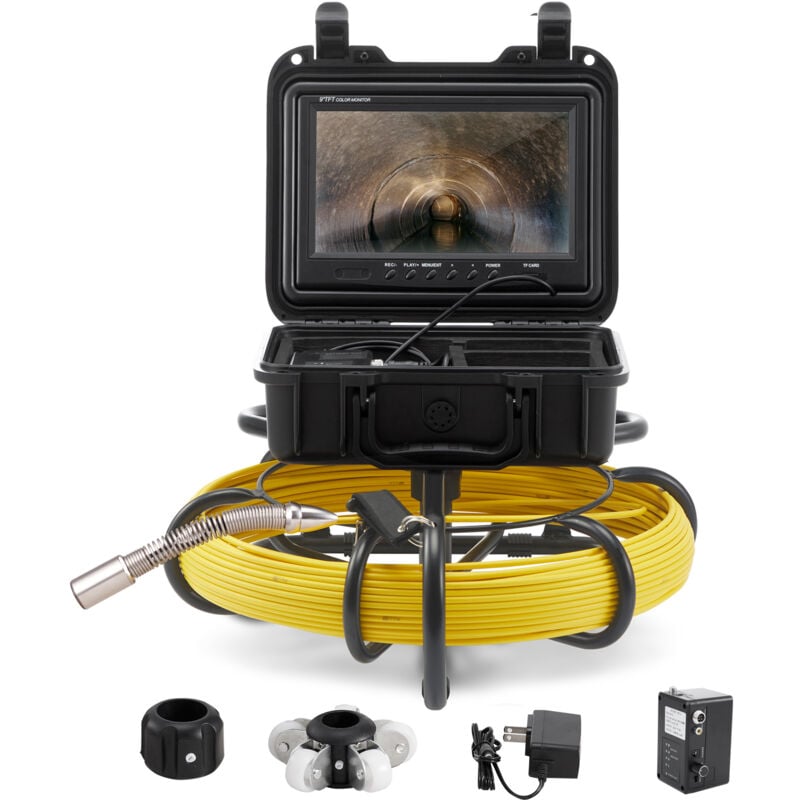Caméra d'égout 9 pouces, caméra d'inspection de canalisation 720p, câble de 230 pieds, écran haute résolution - Mophorn