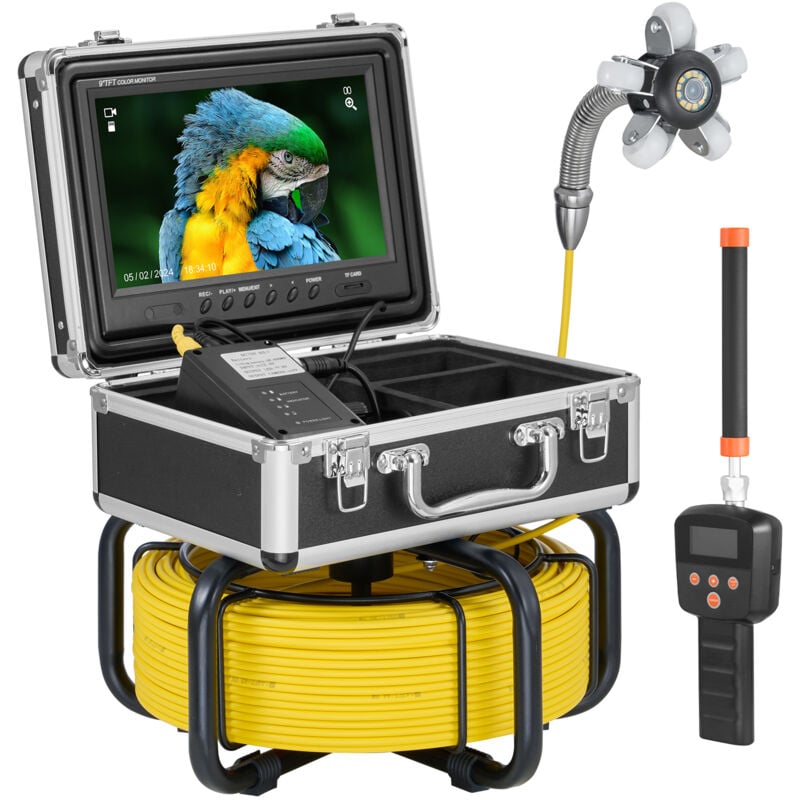 Caméra d'égout avec localisateur 512 Hz, extensible de 98 pi/30 m, caméra d'inspection de drain à nivellement automatique avec écran hd 1080P de 9 po