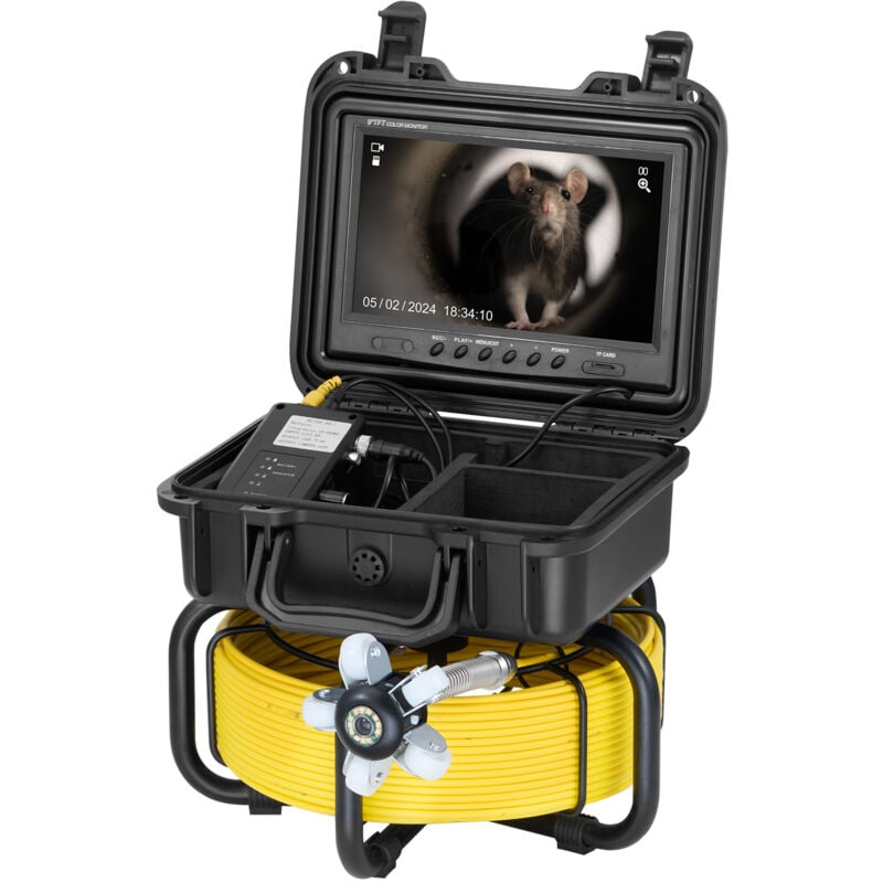 Caméra d'égout, mesurant 98 pi/30 m, caméra d'inspection de drain à nivellement automatique avec écran hd 1080P de 9 pouces - Mophorn