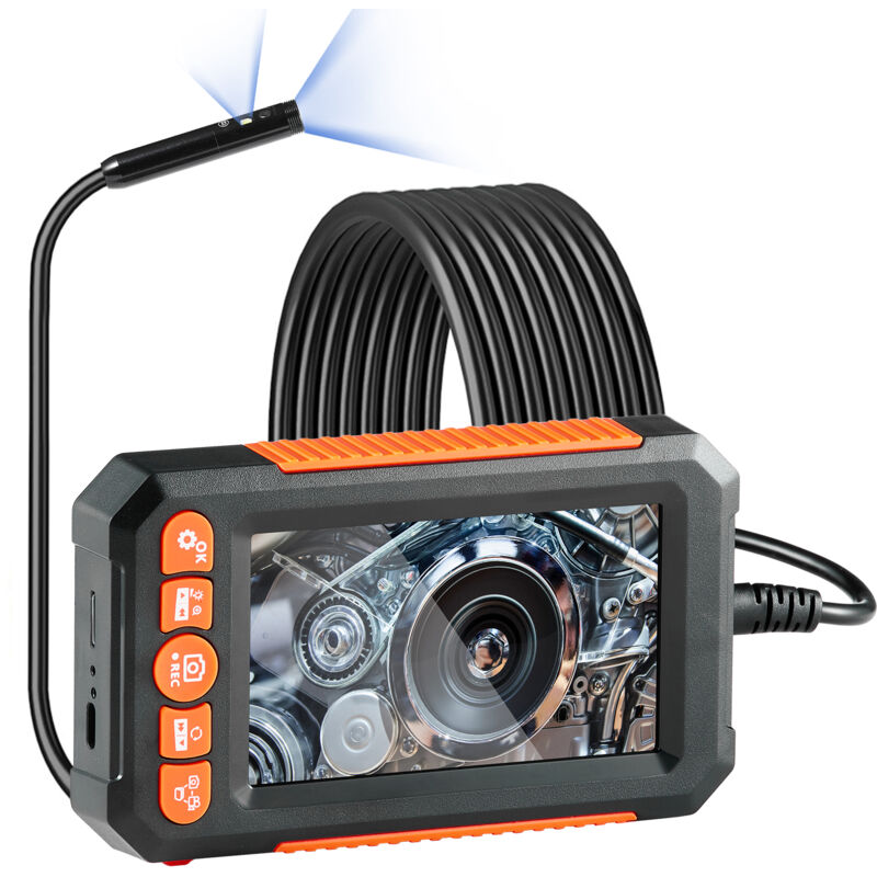 Mophorn Caméra endoscopique avec lumière, endoscope double objectif 4,3" 1080P, étanche IP67, câble de 5 m, carte 32 Go, 8 + 1 lumières LED, zoom 4X