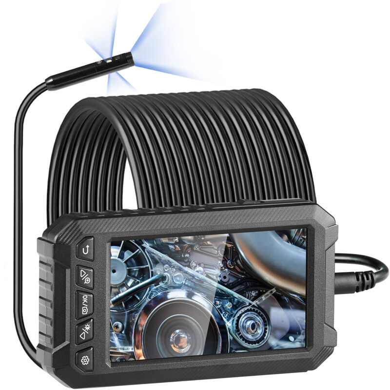 Mophorn - Caméra endoscopique - Triple objectif, câble de 49,2 pieds, écran de 5 pouces, 1080P, étanche, carte de 32 Go