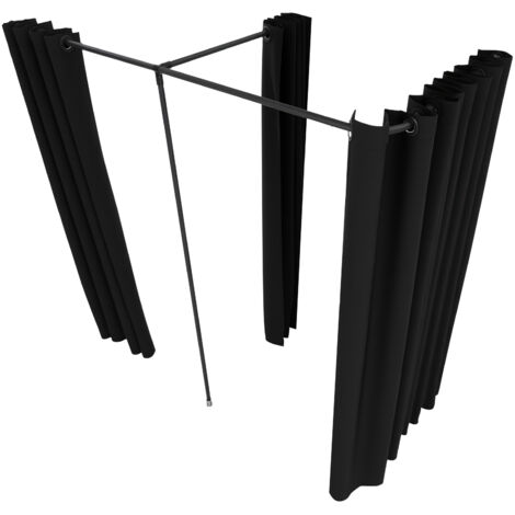 Mophorn Camerino portatile con tende in poliestere resistenti, doppi spazi per il cambio con tende divisorie, ideale per boutique, studi, sartorie e uffici, 79 x 39 x 79 pollici (nero)