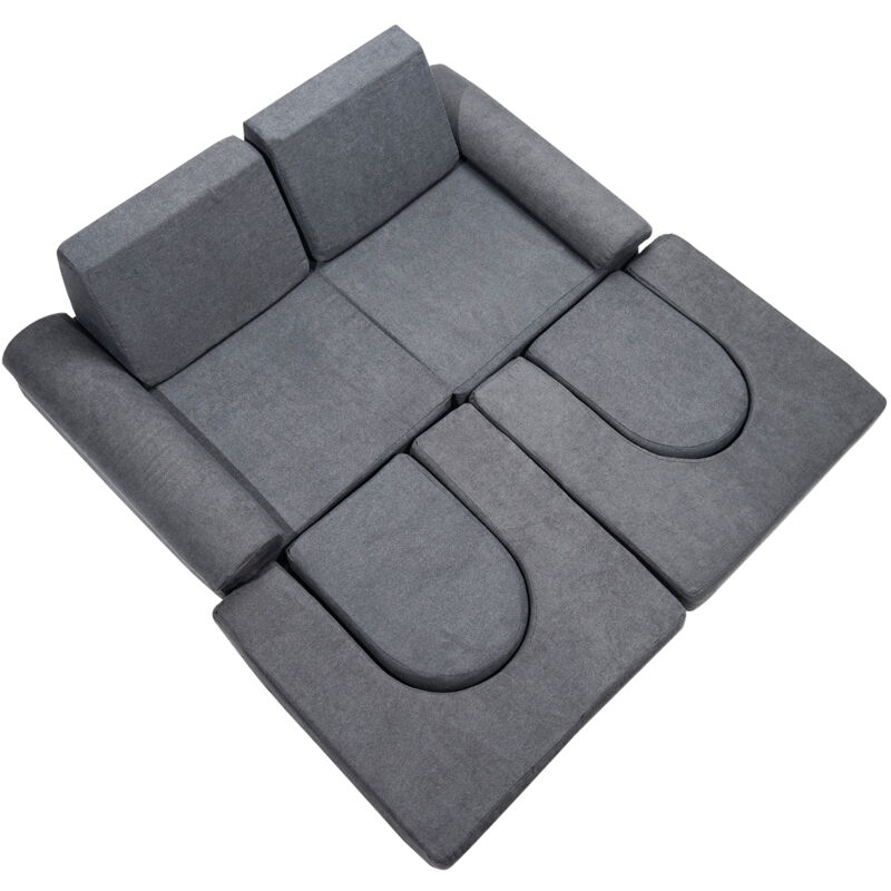 Canapé modulaire pour enfants 10 pièces, canapé-lit convertible pour tout-petits, meubles de salle de jeux pour garçons et filles, housse amovible,