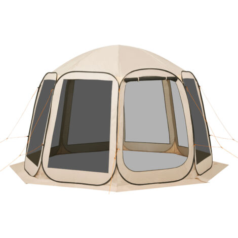 Mophorn Carpa Plegable, 3660 x 3380 x 2300 mm, 10-12 Personas, Bolsa de Transporte, Paneles de Malla y Estacas para el Suelo,Ideal para Jardín, Patio y Actividades al Aire Libre, Beige