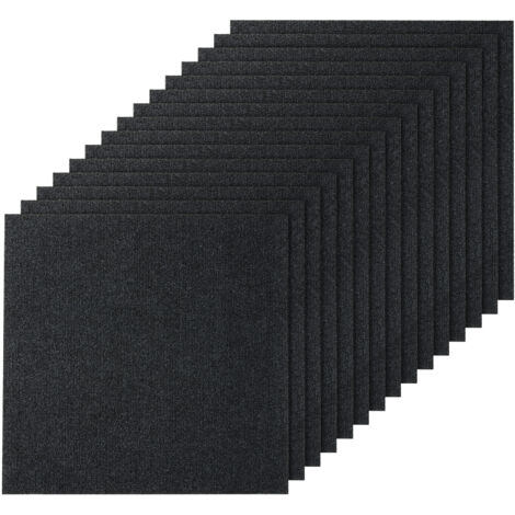Mophorn Carpet Tiles Peel and Stick, 24” x 24” Squares Self Adhesive Carpet Floor Tile, Soft Padded Carpet Tiles, Easy Install DIY for Bedroom Living Room Indoor Outdoor (15Tiles, Carbon Black)