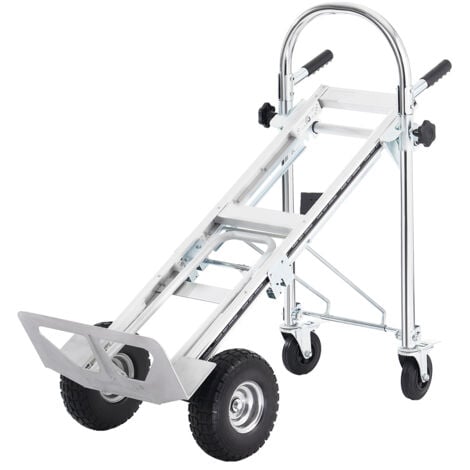 Mophorn Carrello a mano in alluminio 4 in 1, capacita 1000 libbre, carrello pieghevole convertibile per impieghi gravosi, carrello multiuso con ruote in gomma, carrello a mano pieghevole industriale