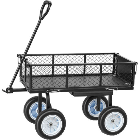 Mophorn Carrello da giardino con sedile, capacità a 226,8 kg, ideale per trasportare legna, terra. Dotato di lati rimovibili e pneumatici in PU antiforatura, compatibile con trattori e ATV, nero.