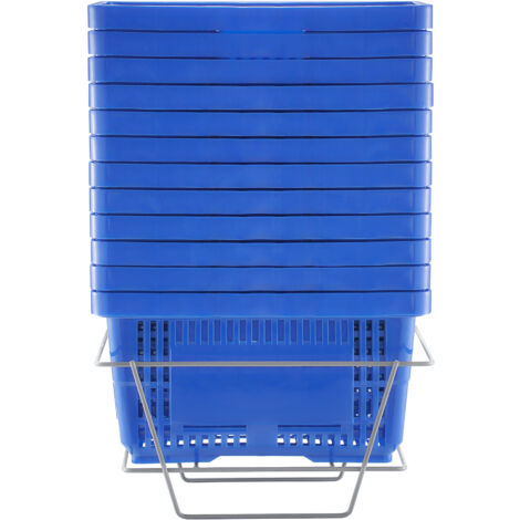Mophorn Carrello della spesa in blu, un set da 12 pezzi, è la scelta eccellente per la spesa. Questi cestini per la spesa in plastica resistente da 24l sono progettati con una maniglia e un supporto