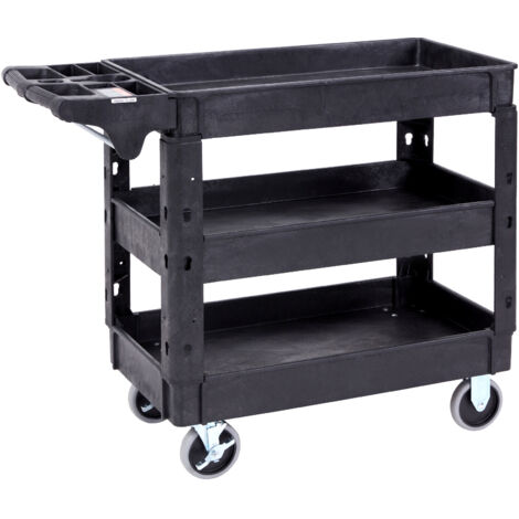 Mophorn Carrello di Servizio 103x43,5x85,7cm Carrello a Mano Multiuso 3 Ripiani Capacita Totale 249kg,Carrello a Portata Ruote Girevoli 360° 2 Ruote con Freni, Carrello Portaoggetti da Garage Giardino