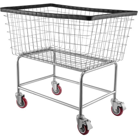 Mophorn Carrello per biancheria in filo metallico, 4,5 staio, cesto commerciale 35"x15,7"x22" con ruote, telaio in acciaio con finitura cromata, rotelle da 5", per lavanderia