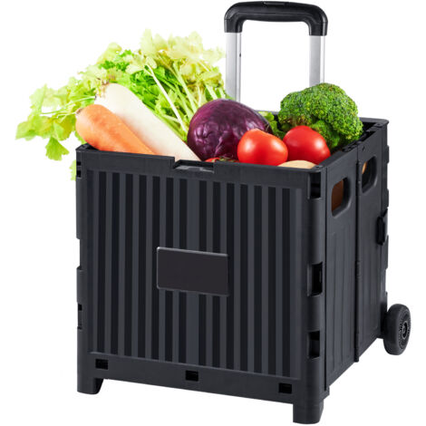 Mophorn Carrello pieghevole, capacità di carico di 80 libbre, carrello portatile con ruote con robusta maniglia telescopica e 2 ruote per viaggi, shopping, bagagli, uso in ufficio, nero