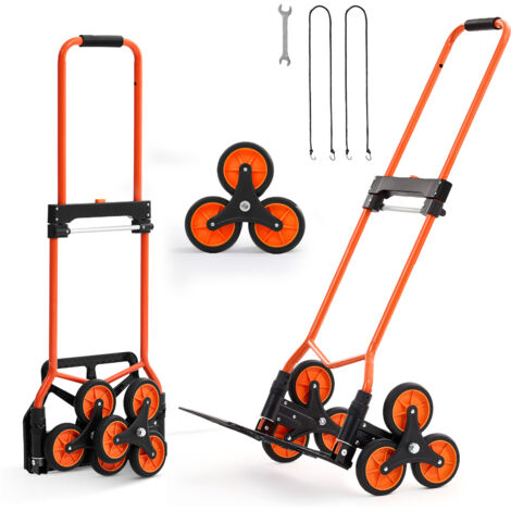 Mophorn Carrello portapacchi per scale con capacità di carico di 54 kg, dotato di maniglia telescopica, struttura pieghevole, 6 ruote e 2 corde elastiche, ideale per casa, spesa e magazzino