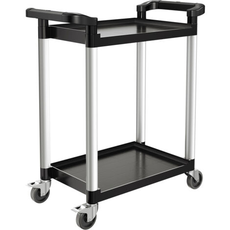 Mophorn Carrello Portavivande, Capacità di Carico 136 kg Carrello per Servizi Alimentari in Plastica a 2 Livelli da 620 x 410 mm con Ruote Girevoli 360° per Magazzino, Ufficio, Casa, Ristorante