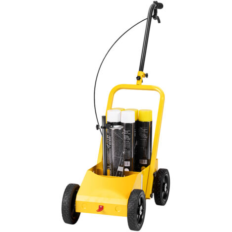 Mophorn Carrello Traccialinee 61 x 33 x 90 cm, Attrezzatura per Segnaletica Stradale a 4 Ruote, Larghezza Regolabile 5,6-10,2 cm, Ideale per Linee su Strade, Parcheggi e Campi Sportivi, Colore Giallo