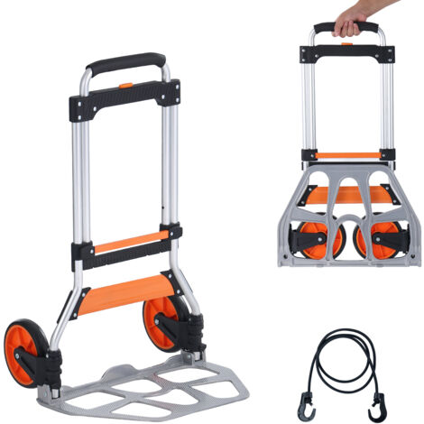 Mophorn Carretilla de mano plegable, capacidad de 275 lb, carrito portátil de aluminio, plataforma convertible con manija telescópica, ruedas PP + TPR