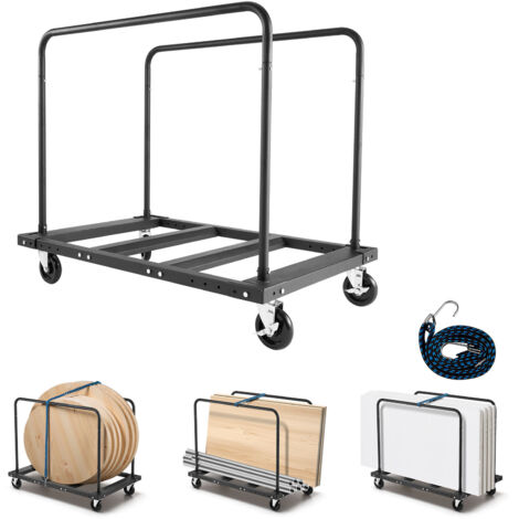 Mophorn Carro de Transporte con capacidad de carga de 816 kg, equipado con ruedas giratorias de 12,5 mm, rodillo para placas, abrazadera para tubos, correa de amarre y dos pasamanos laterales, negro