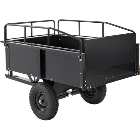 Mophorn Carro volcador para vehículos todo terreno de servicio pesado , capacidad de 750 lb, 15 pies cúbicos, carro utilitario de acero para jardín con lados extraíbles, adecuado para tractores cortac