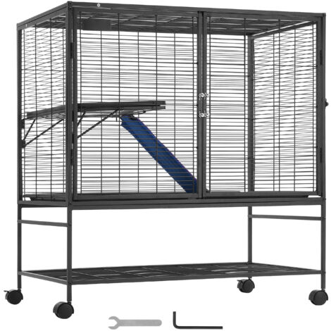 Mophorn Casa móvil para hurones de metal de 39 pulgadas, espacioso hábitat de dos niveles, rampas y bandeja incluidas, montaje sencillo, ideal para ratas, hámsteres, cobayas, chinchillas, ardillas