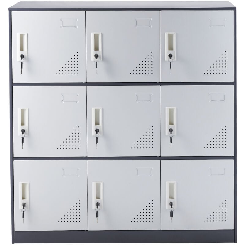 Casier métallique pour employés , armoire grise à 9 portes avec fente pour cartes. Acier robuste, capacité de 66lbs. Pour le bureau, la maison,
