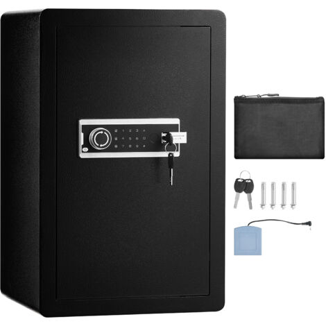 Mophorn Cassaforte a una Porta da 99,1 L con Serratura a Chiave e Password, Cassaforte con Borsa Ignifuga, Portachiavi, Luce LED, 2 Divisori Regolabili Rimovibili per Denaro documenti Gioielli Nero
