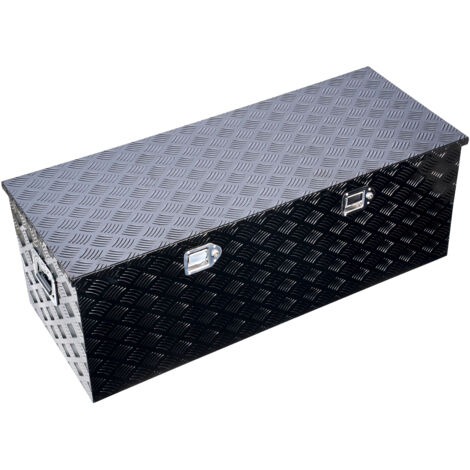 Mophorn Cassetta degli Attrezzi in Alluminio per Cassone di Camion, con Maniglia Laterale e Serratura, Organizzatore per Rimorchi e Camper, Dimensioni 1219,2 x 495,3 x 444,5 mm, Colore Nero