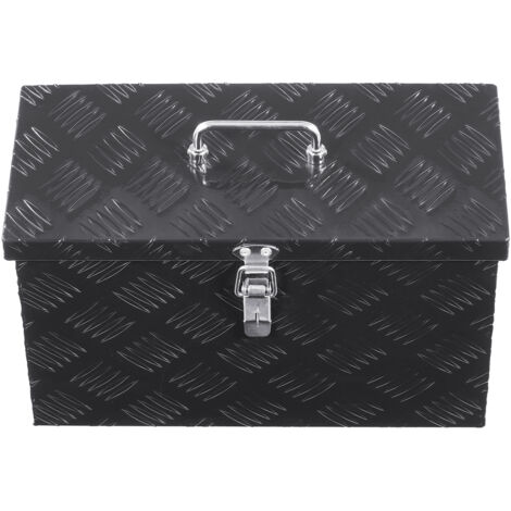 Mophorn Cassetta Portautensili in Alluminio per Cassone di Camion, con Maniglie Laterali e Superiori, Ideale per Rimorchi, Camper e Organizzazione, Dimensioni 406 x 190 x 254 mm, Colore Nero
