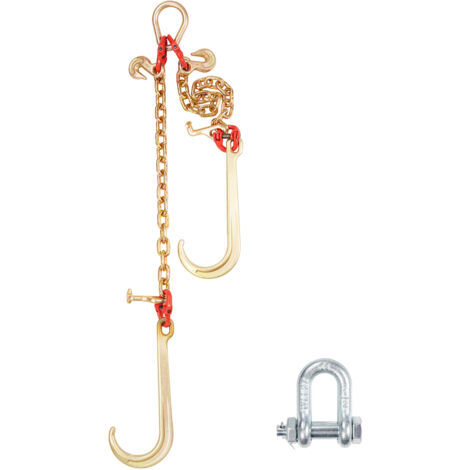 Mophorn Catena da traino con gancio, Capacita carico max. 7074 kg, G80 Catena con flangia a V per rimorchio con gancio di presa, 10 mm x 60 cm, per Guasti, Trasporto, Carro attrezzi, Camion a pianale