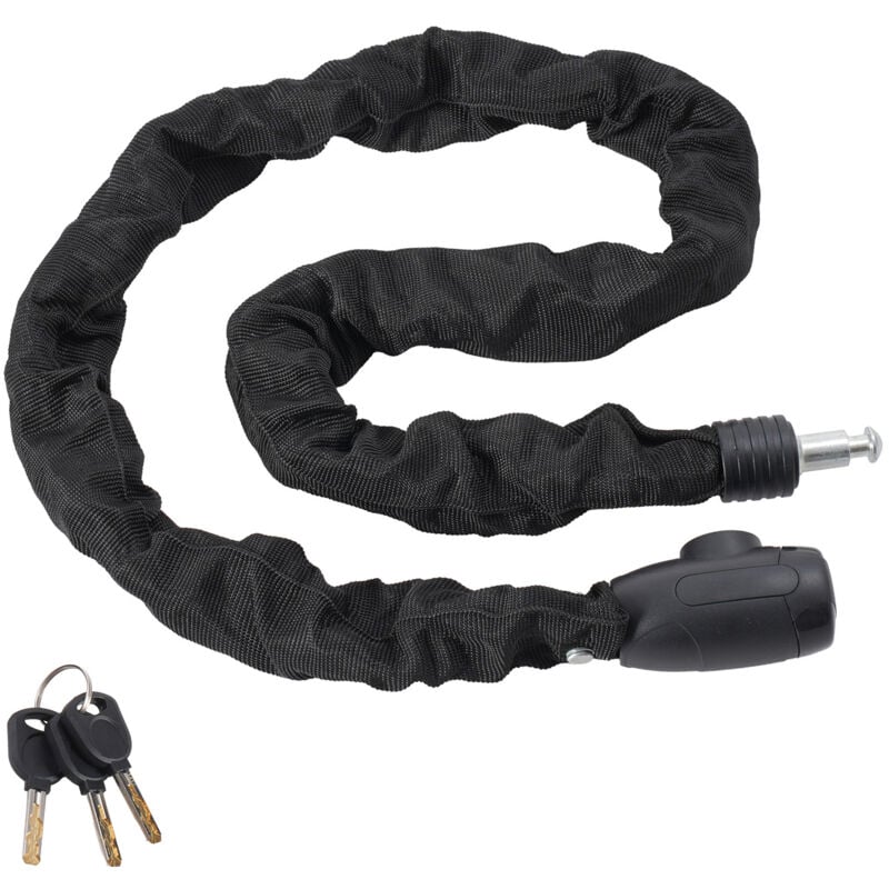 Mophorn - Chaîne antivol pour vélo de 1,2 m, 8 mm, antivol de sécurité robuste, 4 clés, idéal pour vélo, moto, scooter, porte, clôture, portail