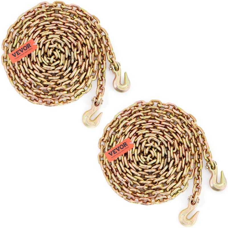 Mophorn - vevor Chaine de Transport Crochets Lot de 2 Chaine de Reliure de Remorquage G80 Capacite Charge 3220kg​​ 9,53 mmx6 m Revetement Galvanise