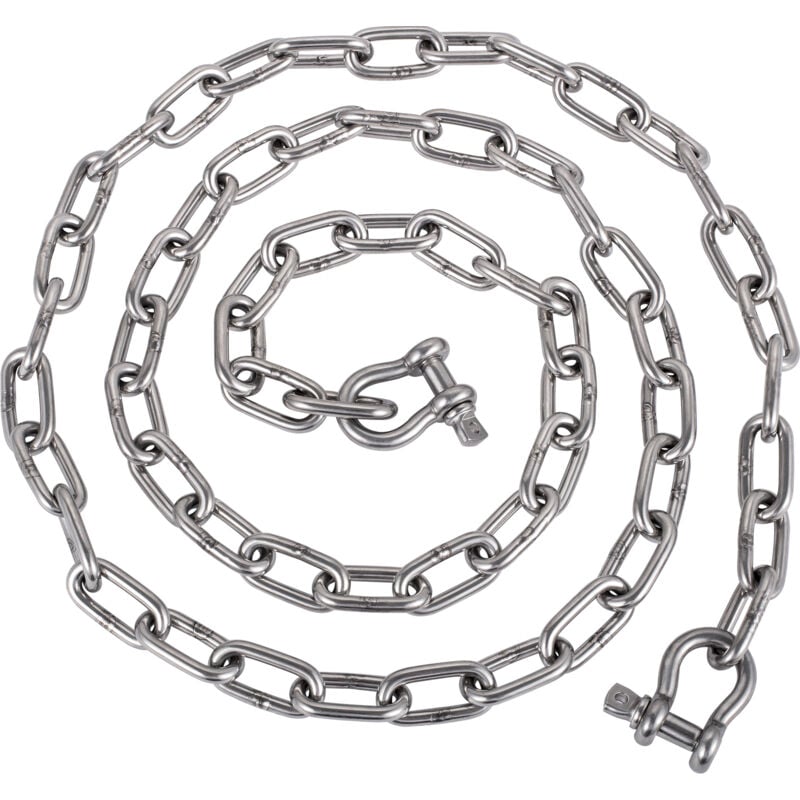 Vevor Chaine deancre, 6,1m x 7,9mm, chaine acier inoxydable 316, manille de chaine deancre 9,5 mm, charge de rupture 3230 kg, charge de rupture de