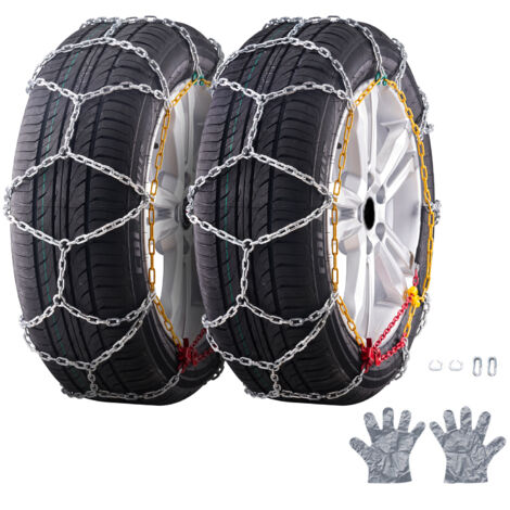 Mophorn Chaînes de pneus pour neige, Chaînes de traction d'urgence en acier alliage manganèse, Chaînes de câble pour voitures, SUV, pick-ups, camions, Argent, 2 pièces, Chaînes d'hiver durables