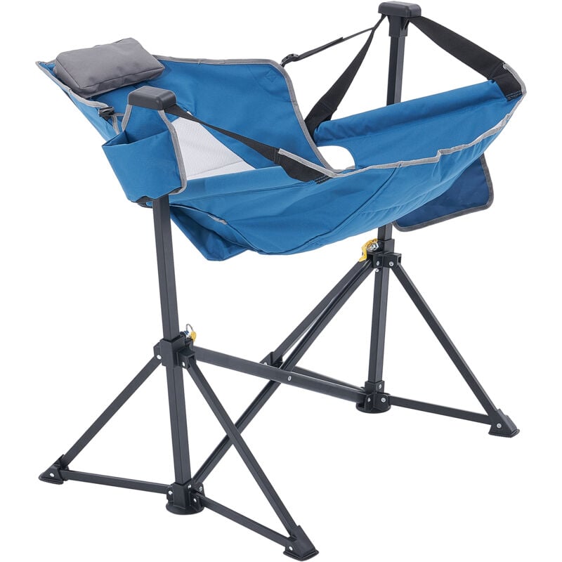 Mophorn Chaise de camping inclinable , capacité de charge de 300 lb, chaise pliante à bascule avec porte-gobelet, sac de rangement, appui-tête,
