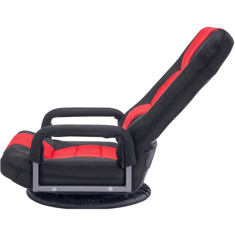 Chaise de jeu pivotante avec accoudoirs, pivotante à 360°, dossier réglable sur 6 positions, support lombaire, inclinable et pliable pour tv,