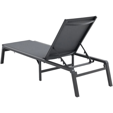 Mophorn  Chaise longue d'extérieur en aluminium, chaise de piscine réglable 5 positions, pliante et légère, idéale pour patio, plage, jardin, chaise de bronzage, gris foncé
