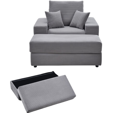 Mophorn Chaise Longue ondulata con cuscini e braccioli, poltrona per stretching e relax, ideale per lettura con seduta profonda e pouf, perfetta per soggiorno o camera da letto