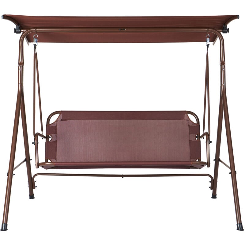 Chaise pivotante de patio pour 3 personnes, balançoire d'extérieur avec auvent réglable, accoudoirs, tissu Teslin et cadre en acier allié, pour