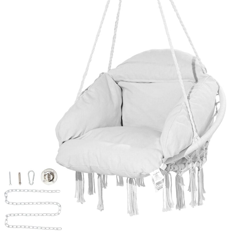 Chaise pivotante suspendue - Détente confortable pour n'importe quel espace. Cette chaise avec une capacité de 264 lb, un tube en acier et une corde